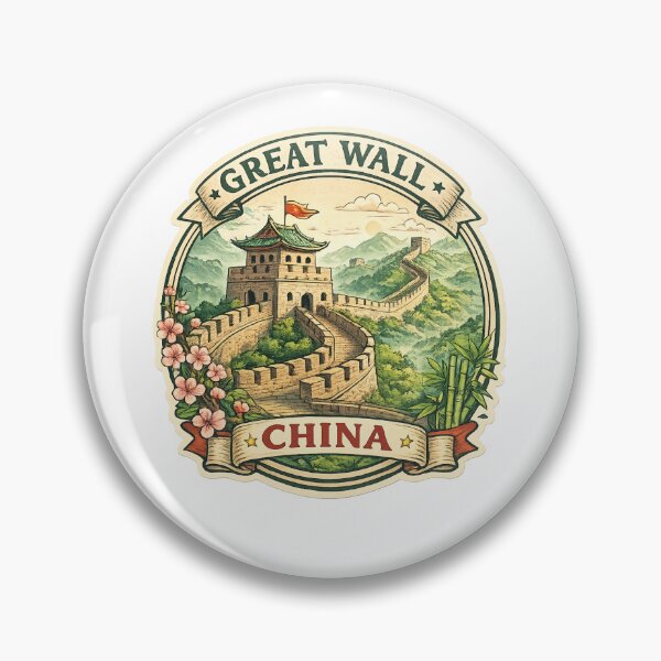 Item preview, Great Wall of China Landscape Scene – Watchtower, Mountains, and Blossoms in Bloom designed and sold by Aryabek.