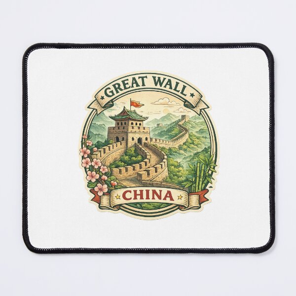Item preview, Great Wall of China Landscape Scene – Watchtower, Mountains, and Blossoms in Bloom designed and sold by Aryabek.