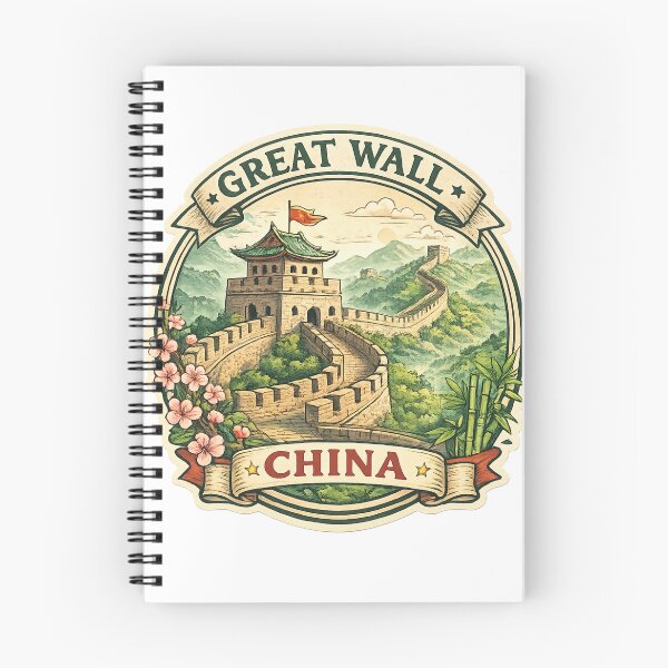 Item preview, Great Wall of China Landscape Scene – Watchtower, Mountains, and Blossoms in Bloom designed and sold by Aryabek.