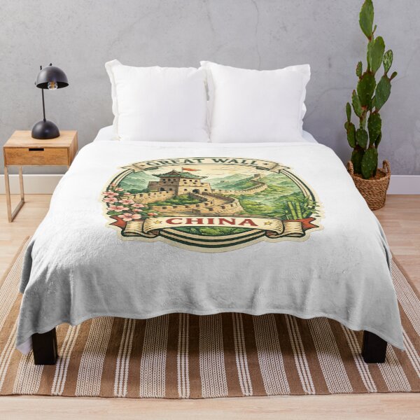 Item preview, Great Wall of China Landscape Scene – Watchtower, Mountains, and Blossoms in Bloom designed and sold by Aryabek.