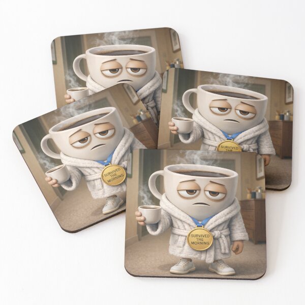 Item preview, Morning Survivor – Relatable Coffee Humor 3D Illustration designed and sold by ComedyInkFactor.