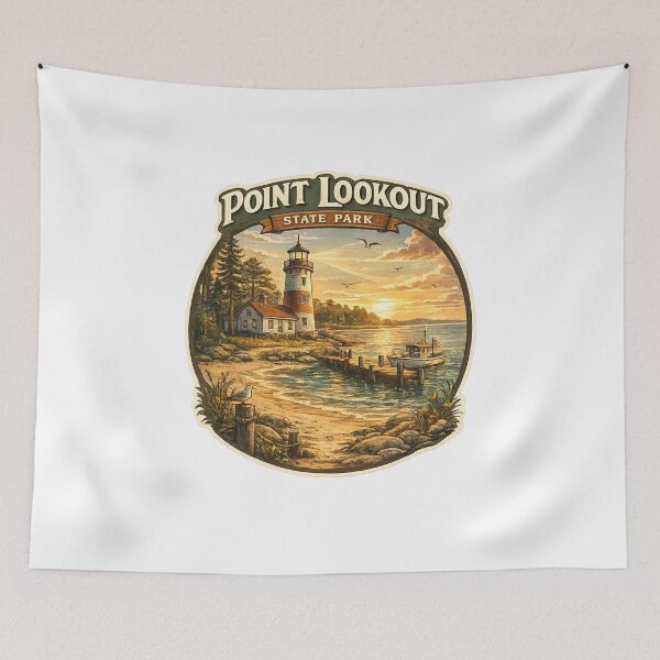Item preview, Sunset at Point Lookout State Park Maryland – Lighthouse, Fishing Pier and Coastal Tranquility designed and sold by Aryabek.