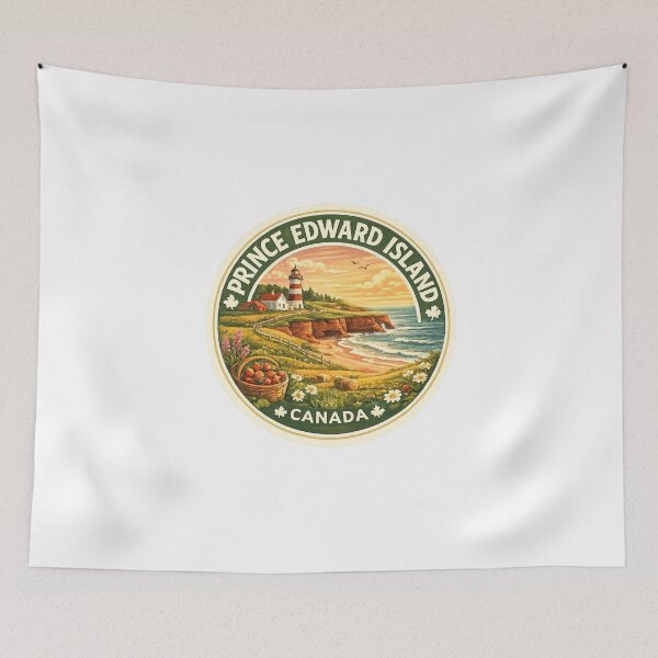 Item preview, Prince Edward Island Canada Shores – Red Cliffs, Lighthouse, and Maritime Harvest Scene designed and sold by Aryabek.