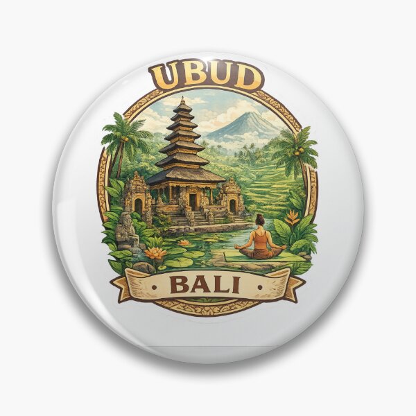 Item preview, Ubud Bali Temple Garden Scene – Balinese Architecture, Lotus Pond and Mount Agung View designed and sold by Aryabek.