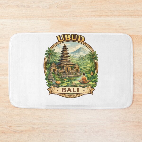 Item preview, Ubud Bali Temple Garden Scene – Balinese Architecture, Lotus Pond and Mount Agung View designed and sold by Aryabek.