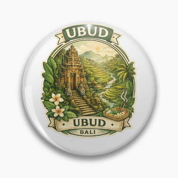 Item preview, Ubud Bali Rice Terrace Vista – Temple Gate, Jungle Valley and Sacred Mountain Scenery designed and sold by Aryabek.
