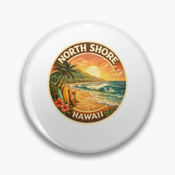 Item preview, North Shore Oahu Hawaii Beach Scene – Surfboards, Sunset Coastline and Lush Mountains designed and sold by Aryabek.