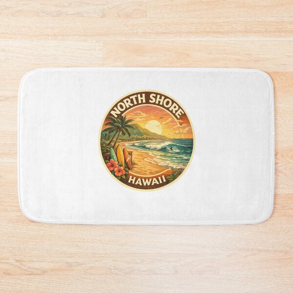Item preview, North Shore Oahu Hawaii Beach Scene – Surfboards, Sunset Coastline and Lush Mountains designed and sold by Aryabek.