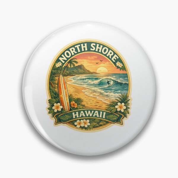 Item preview, North Shore Hawaii Sunset Surf – Palms, Rolling Waves and Tropical Coastline designed and sold by Aryabek.