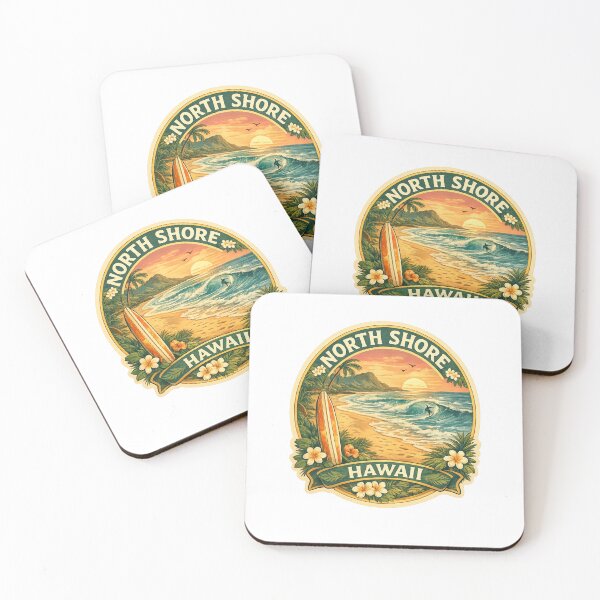 Item preview, North Shore Hawaii Sunset Surf – Palms, Rolling Waves and Tropical Coastline designed and sold by Aryabek.