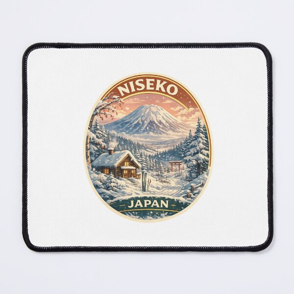 Item preview, Niseko Japan Snowy Mountain Scene – Mount Yotei, Log Cabin and Torii Gate designed and sold by Aryabek.