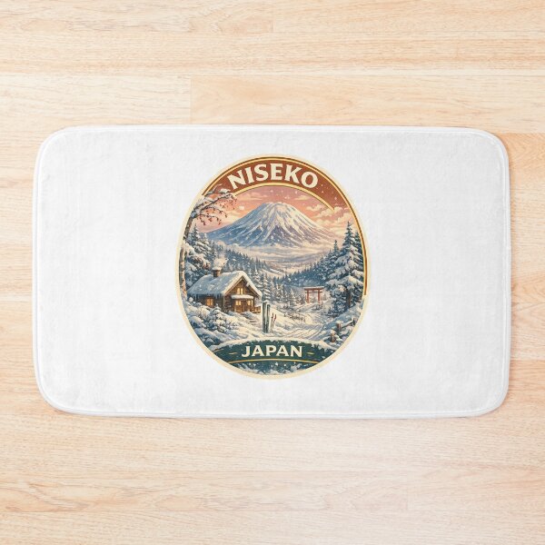 Item preview, Niseko Japan Snowy Mountain Scene – Mount Yotei, Log Cabin and Torii Gate designed and sold by Aryabek.