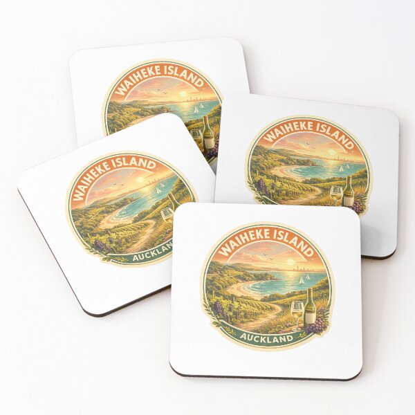 Item preview, Waiheke Island Vineyard Coastline – Sunset View over Auckland Harbour with Sailboats and Wine Fields designed and sold by Aryabek.