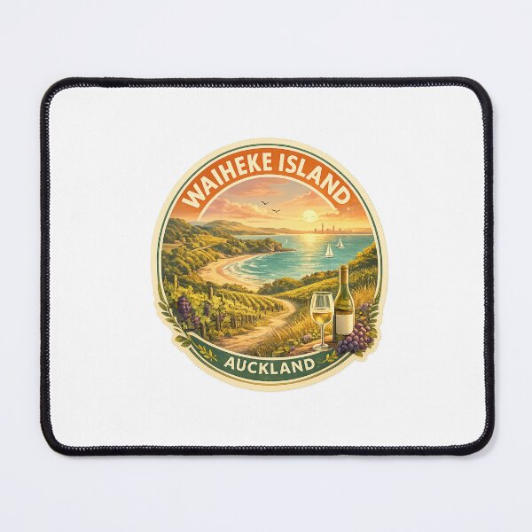 Item preview, Waiheke Island Vineyard Coastline – Sunset View over Auckland Harbour with Sailboats and Wine Fields designed and sold by Aryabek.