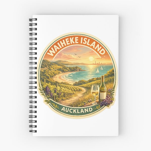 Item preview, Waiheke Island Vineyard Coastline – Sunset View over Auckland Harbour with Sailboats and Wine Fields designed and sold by Aryabek.