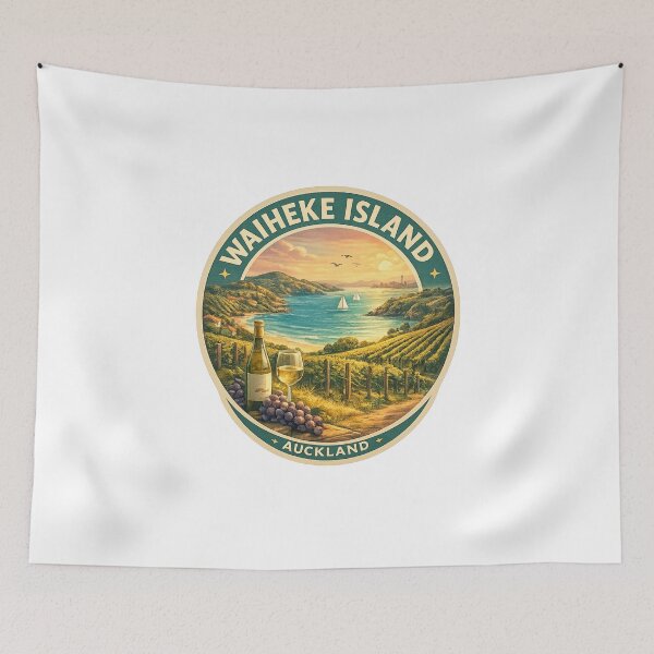 Item preview, Waiheke Island Wine Coast View – Vineyard Hills, Sunset Sea and Auckland City Skyline designed and sold by Aryabek.