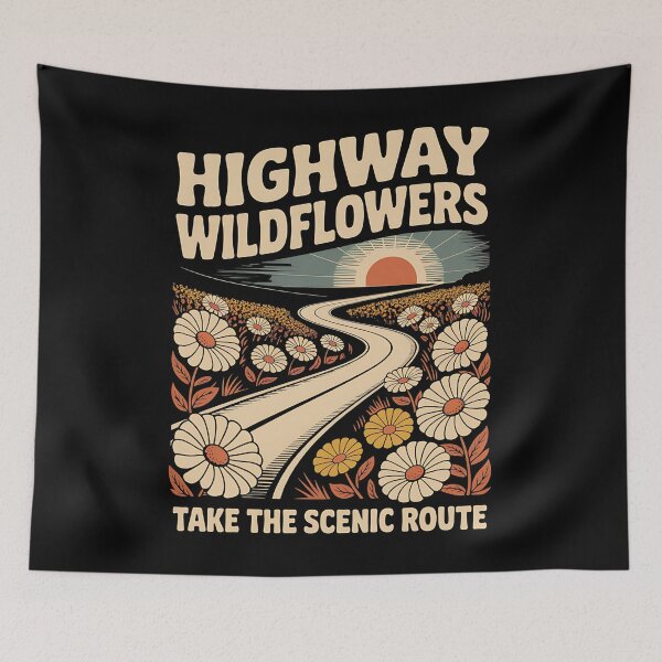 Item preview, retro wildflowers - bee friendly - butterfly garden - cottagecore - folk art floral - desert wildflowers - mountain meadow - coastal wildflowers - midnight meadow - celestial floral designed and sold by JansenGS.