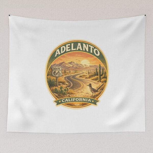 Item preview, Adelanto California Route 66 – Mojave Desert Road with Joshua Trees and Mountain Vista designed and sold by Aryabek.