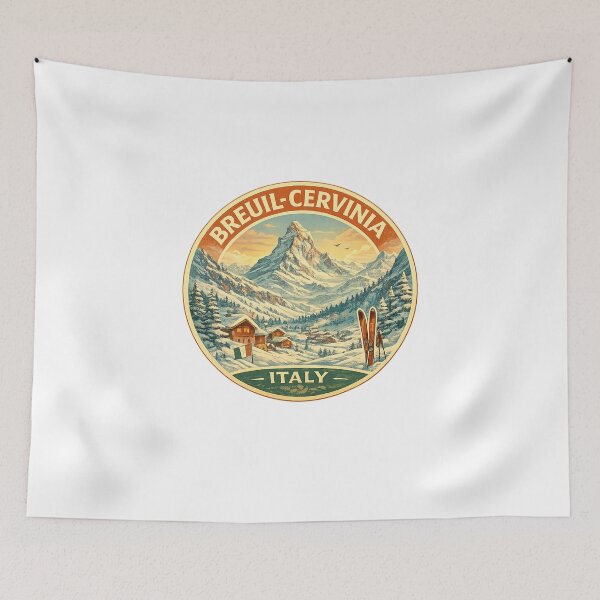 Item preview, Breuil-Cervinia Italy Alps – Matterhorn Peak, Snow Chalets and Alpine Ski Slopes designed and sold by Aryabek.