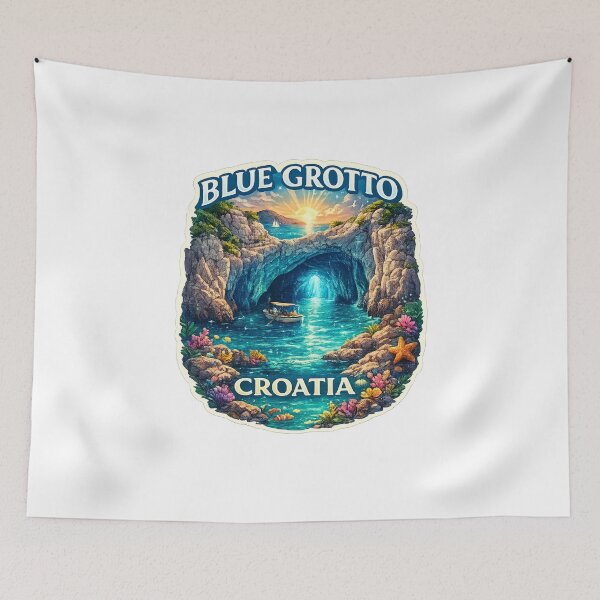 Item preview, Blue Grotto Sea Cave – Biševo Island Sunset, Adriatic Waters, and Dalmatian Coast Marvel in Croatia designed and sold by Aryabek.