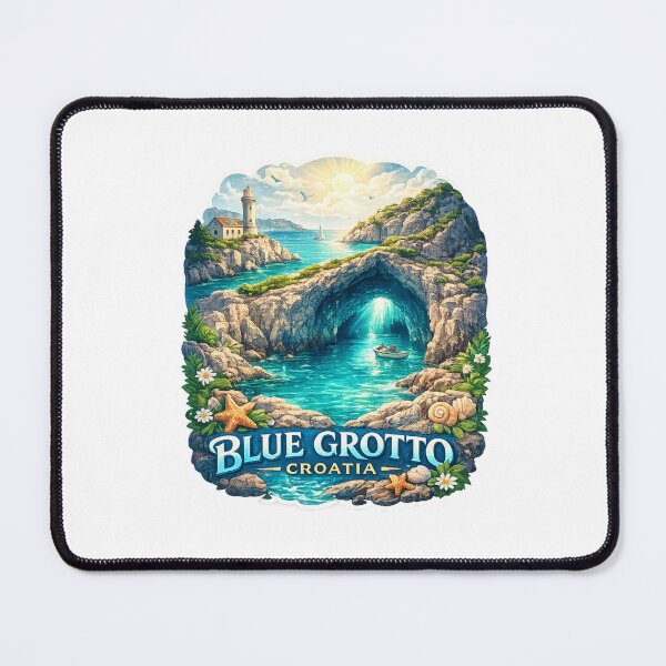 Item preview, Blue Grotto Croatia Escape – Adriatic Sea Arch, Lighthouse Coastline, and Limestone Cliffs of Biševo Island designed and sold by Aryabek.