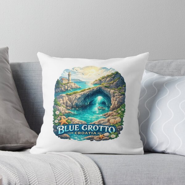 Item preview, Blue Grotto Croatia Escape – Adriatic Sea Arch, Lighthouse Coastline, and Limestone Cliffs of Biševo Island designed and sold by Aryabek.