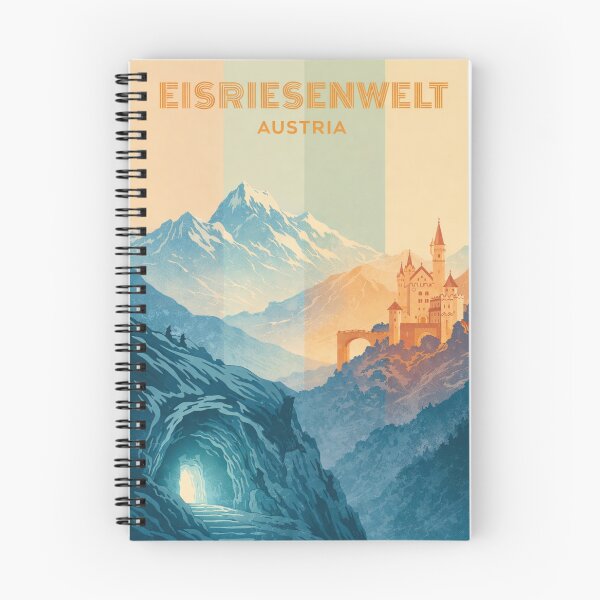 Artikelvorschau, Eisriesenwelt-Höhlenpfad – Gefrorener Eingang, Blick auf die österreichischen Berge und die Festung Werfen entworfen und verkauft von Aryabek.