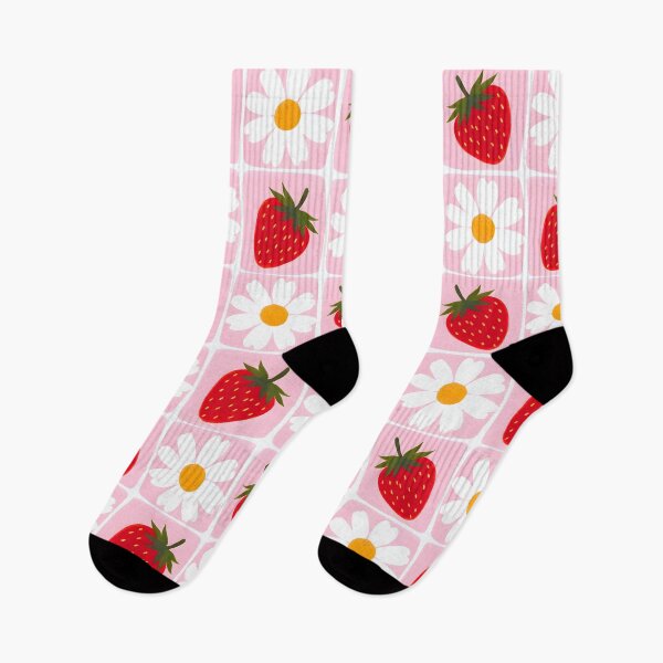 Item preview, Pink Strawberry Daisy Seamless Pattern Floral Fruit Background Cute Cottagecore Repeat designed and sold by FRH Design ⭐⭐⭐⭐⭐.