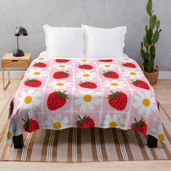 Item preview, Pink Strawberry Daisy Seamless Pattern Floral Fruit Background Cute Cottagecore Repeat designed and sold by FRH Design ⭐⭐⭐⭐⭐.