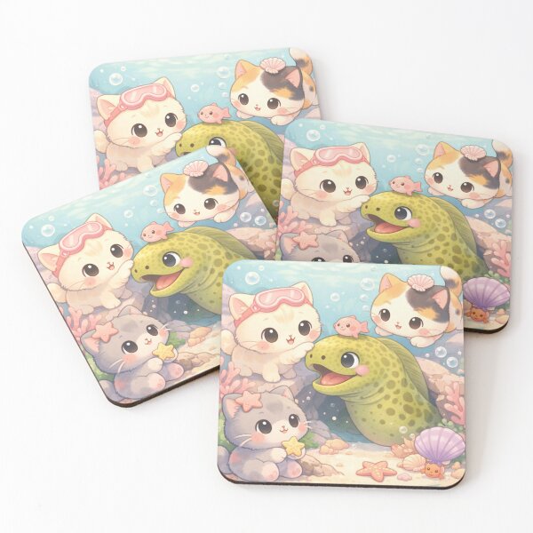 Item preview, Moray Eel and kawaii cats  designed and sold by DamioPolArt.