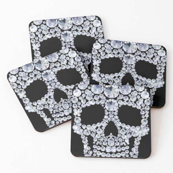 Item preview, Luxury Diamond Crystal Skull Art - Sparkling Gemstone Mosaic Skeleton Design designed and sold by seven things shop.
