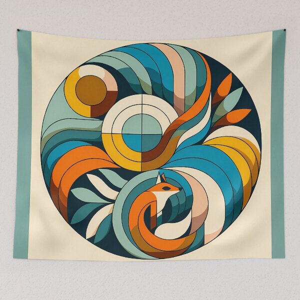 Item preview, Geometric Fox in Abstract Botanical Circle designed and sold by InkSmithery.