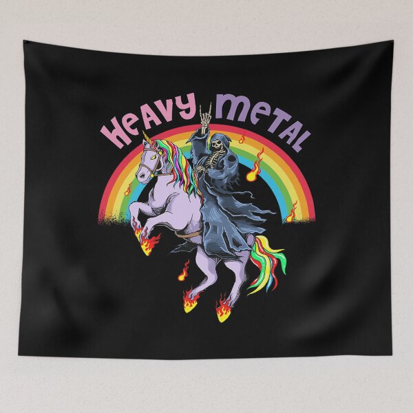 Item preview,  Heavy Metal Rainbow Unicorn Cartoon designed and sold by Ghost141.