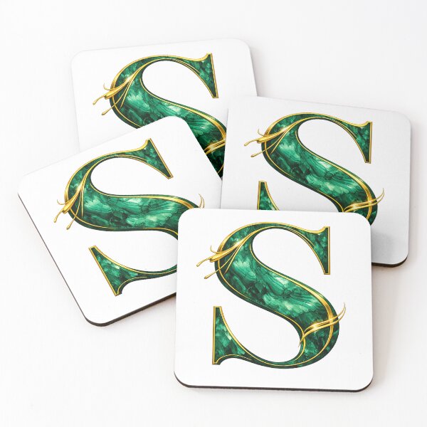 Item preview, Emerald Malachite Letter S with Gold Accents designed and sold by avinigav.