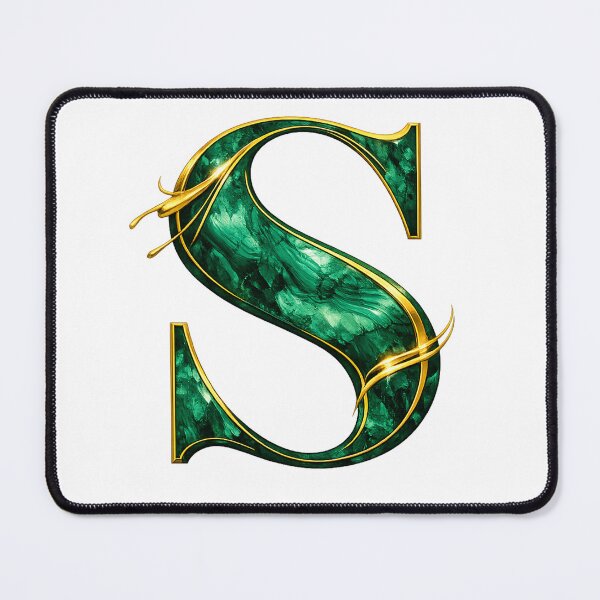 Item preview, Emerald Malachite Letter S with Gold Accents designed and sold by avinigav.