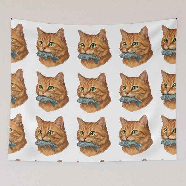 Item preview, Cat Eating Fish designed and sold by RobertMartinArt.