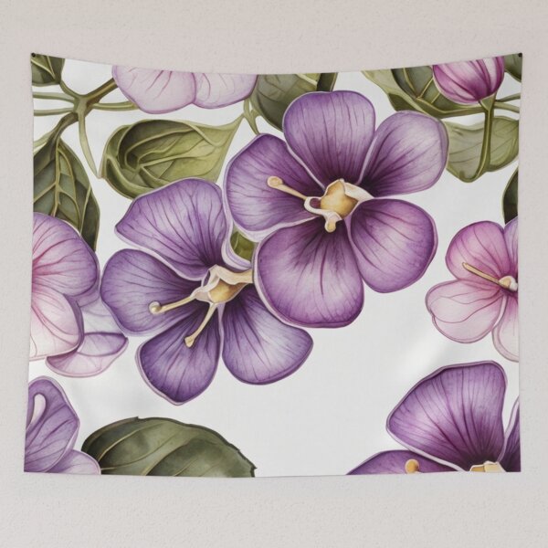 Item preview,  Botanical Lilac Malva Flower Seamless Pattern designed and sold by sana designer.