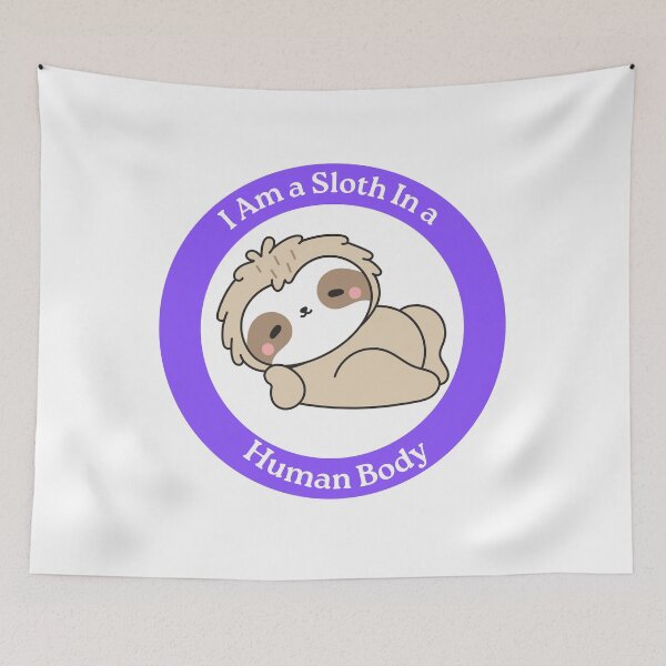 Item preview, I Am a Sloth in a Human Body - Cute Lying Down Sloth Circle Sticker designed and sold by Love3Happy.