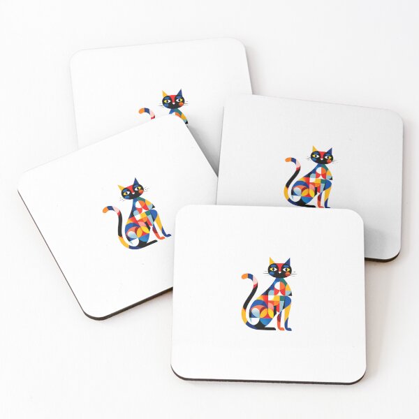 Item preview, Colorful Geometric Cat – Modern Abstract Illustration designed and sold by MuninosShop.
