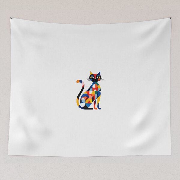 Item preview, Colorful Geometric Cat – Modern Abstract Illustration designed and sold by MuninosShop.