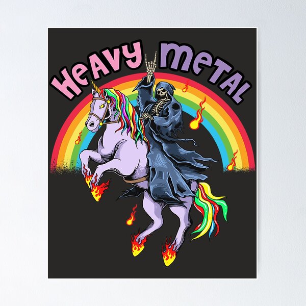 Item preview, Cute Heavy Metal Rainbow Unicorn Cartoon designed and sold by thechamppainter.