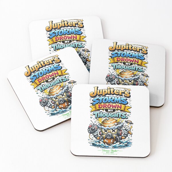 Item preview, Jupiter's Storms Drown My Thoughts Typography Art - Retro Comic Astronaut Overthinking Design, Surreal Space Aesthetic Sci-Fi Lettering for Mental Health Awareness & Celestial Galaxy Lovers designed and sold by Vivaan Studio.