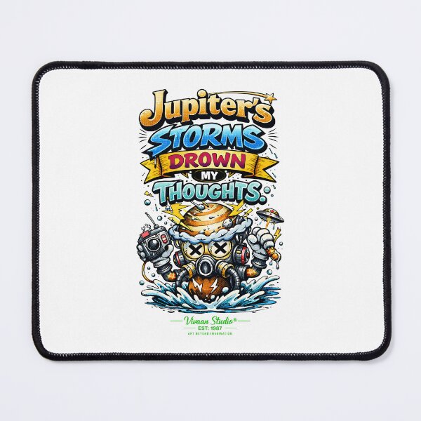 Item preview, Jupiter's Storms Drown My Thoughts Typography Art - Retro Comic Astronaut Overthinking Design, Surreal Space Aesthetic Sci-Fi Lettering for Mental Health Awareness & Celestial Galaxy Lovers designed and sold by Vivaan Studio.