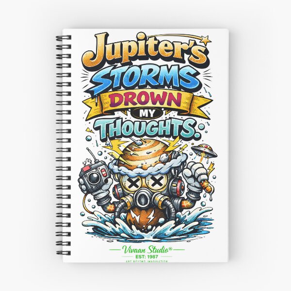 Item preview, Jupiter's Storms Drown My Thoughts Typography Art - Retro Comic Astronaut Overthinking Design, Surreal Space Aesthetic Sci-Fi Lettering for Mental Health Awareness & Celestial Galaxy Lovers designed and sold by Vivaan Studio.