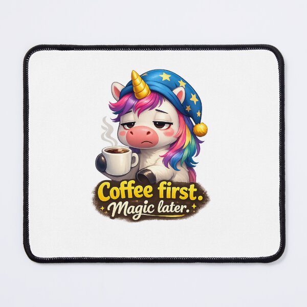 Item preview, Coffee First. Magic Later. – Cute Sleepy Unicorn designed and sold by Tinosshop.