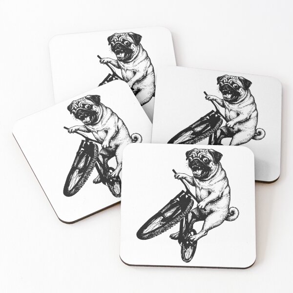 Item preview, Funny Pug Riding Bicycle Vintage Ink Sketch designed and sold by Imaginationbeyond.