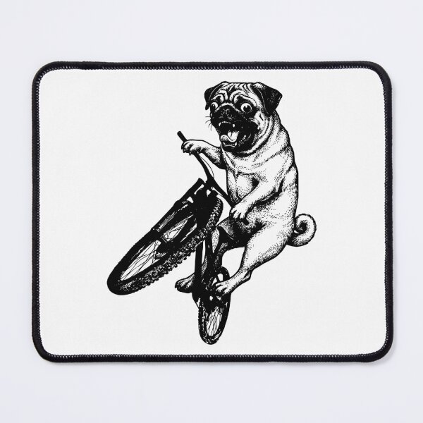 Item preview, Funny Pug Riding Bicycle Vintage Ink Sketch designed and sold by Imaginationbeyond.