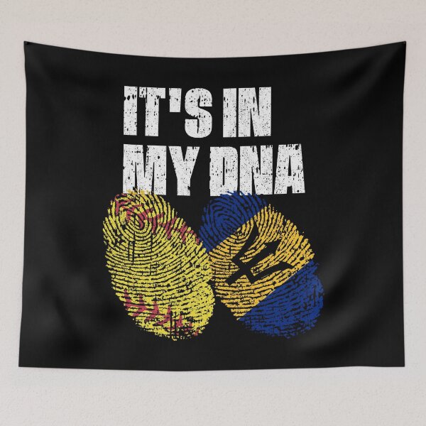 Item preview, IT'S IN MY DNA Softball - Barbados Flag Fingerprint  designed and sold by CosmoKitsch.