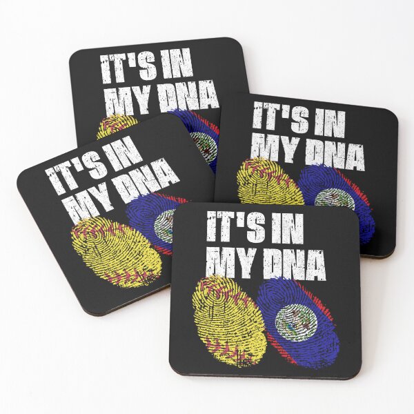 Item preview, IT'S IN MY DNA Softball - Belize Flag Fingerprint  designed and sold by CosmoKitsch.