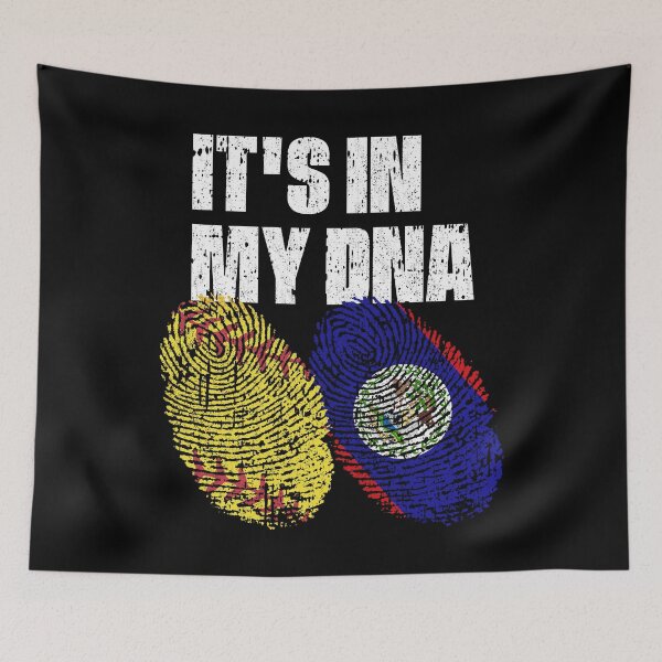 Item preview, IT'S IN MY DNA Softball - Belize Flag Fingerprint  designed and sold by CosmoKitsch.
